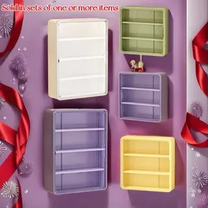 Large Wall-Mounted Display Rack, 4-Layer Acrylic Storage Box, Space-Saving Doll Shelf, Transparent Compartments, Ideal for Holidays