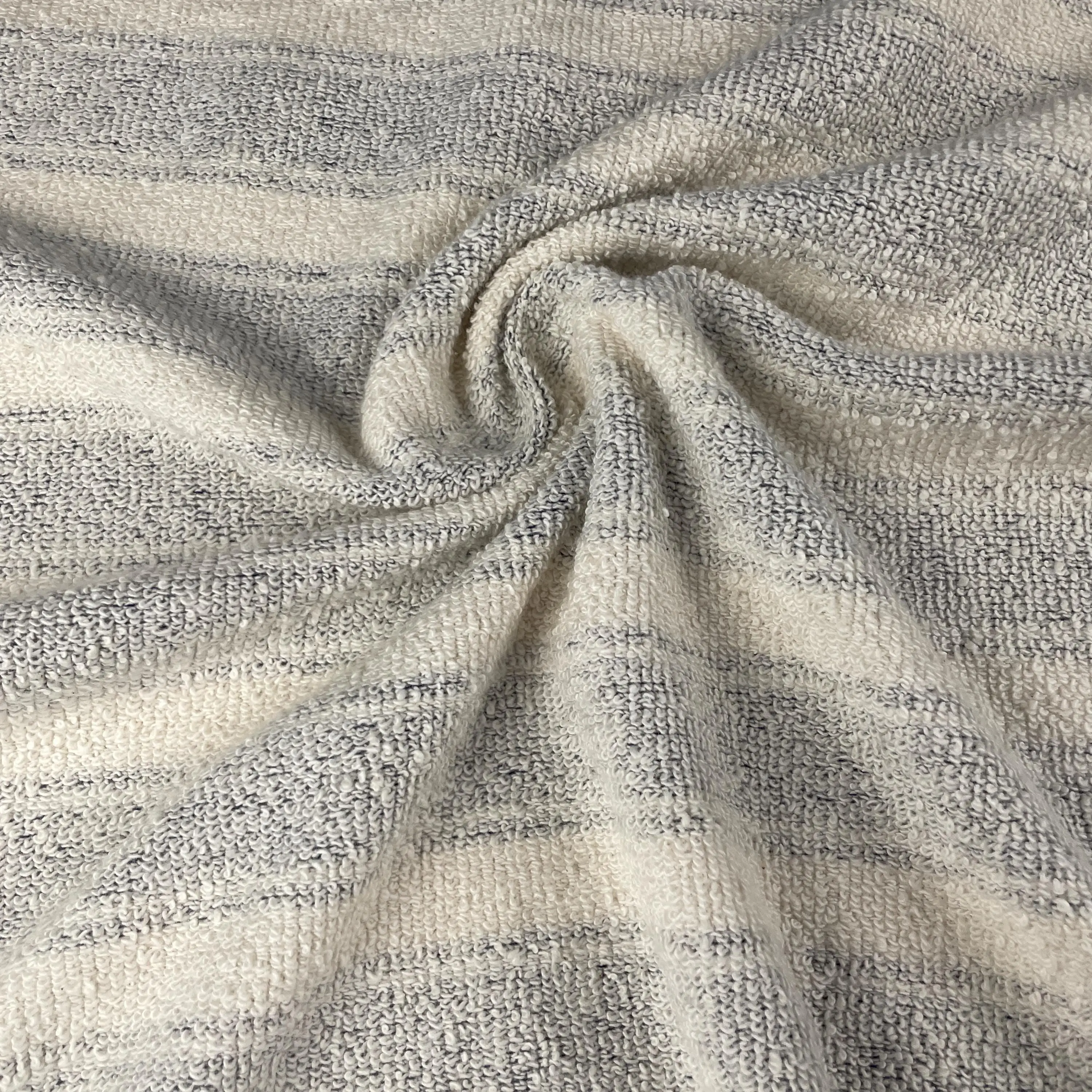 Double-Sided French Terry Striped Gray Fabric by the Yard | 15 Oz/340 GSM – Reversible Knit for Hoodies, Sweatshirts, Loungewear & More