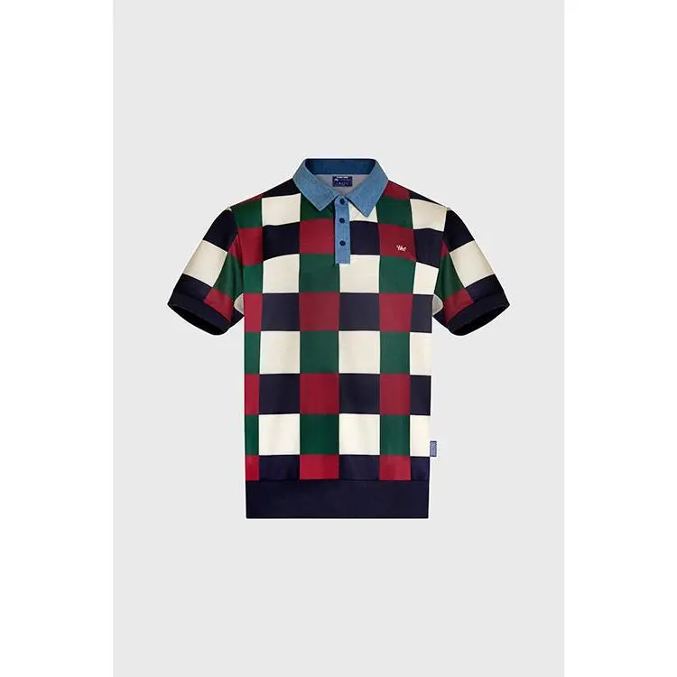 Denim Collar Checkered Polo