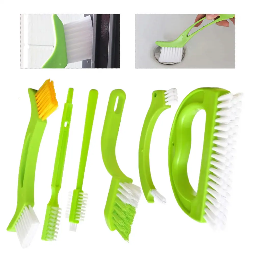 6Pcs Scrub Brush Set - Cleaning Shower Scrubber with Ergonomic Handle and Durable Bristles - Grout Cleaner Brush - Scrub Brushes for Cleaning Bathroom/Shower/Tile/Kitchen/Floor/Bathtub/Carpet - Home Improvement.