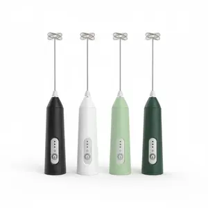 Puraville Rechargeable Milk Frother Handheld, 3 Speeds Electric Whisk Drink Mixer, Type-C Charging BPA Free for Coffee, Latte, Cappuccino, Egg, Cream, Black