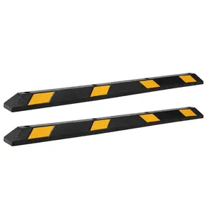 Parking Stop, 72.8" Long Rubber Curb with Mounting Holes, 55000 Lb Capacity with 8 Reflective Strips Black/Yellow - for Job Sites & Garages，2pcs