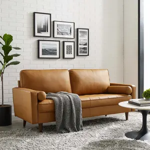 Modway Valour Leather Sofa in Tan
