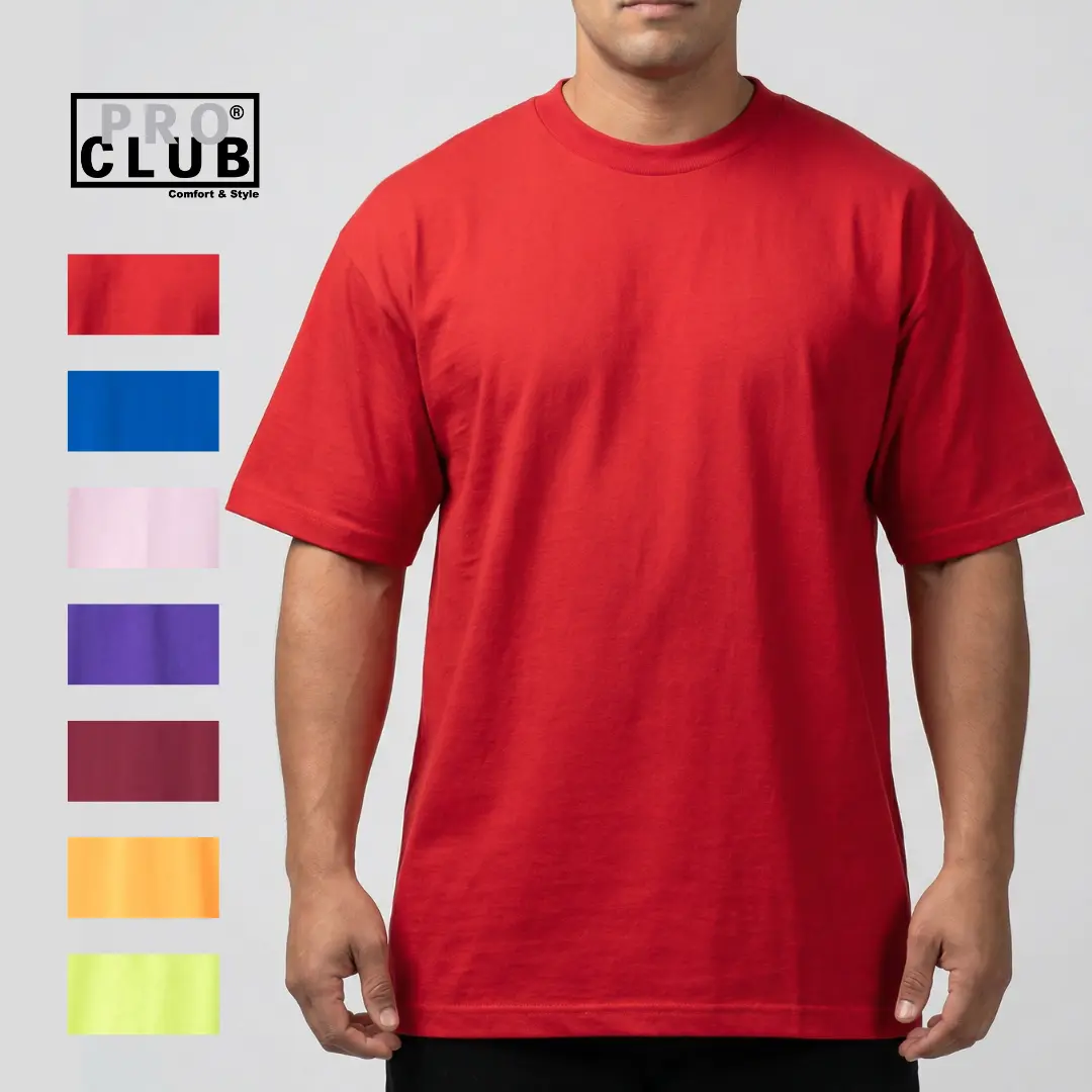 PROCLUB Men's Classic Comfort Cotton Short Sleeve T-Shirt Top Outerwear - 5.8oz Midweight 100% Natural USA Cotton, Relaxed Fit, Durable Reinforced Stitching, Ideal for Sports & Casual Wear, Tshirt, Shortsleeve, Menswear, Loose, Fabric, Round Neck