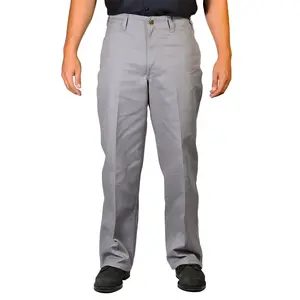 Ben Davis Original Men's Cotton Blend Trouser - Light Grey, Mid Waist, Regular Fit, Plain Style, Fitted Below Ankle, All Season, Pocketed, All-Purpose Men's Bottoms, Casual Fitted Bottoms, Fabric