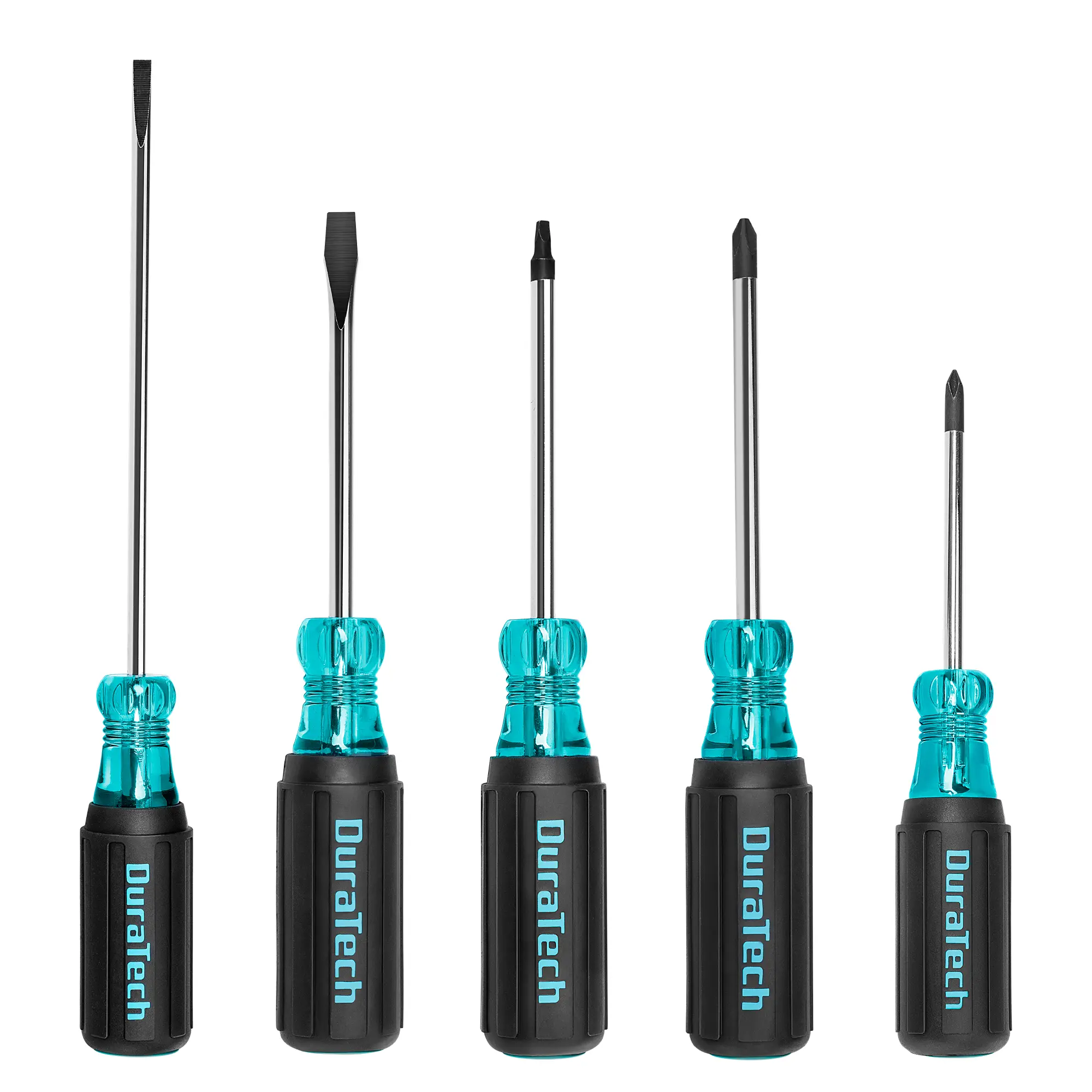 #fathersdaygift DURATECH 5 PCS S2 Steel Screwdriver Set, Professional Screwdrivers with Non-Slip Grip & Marked Specifications, 2 Phillips 2 Flathead and 1 Square Head Screw Driver, for Home and Industrial Use