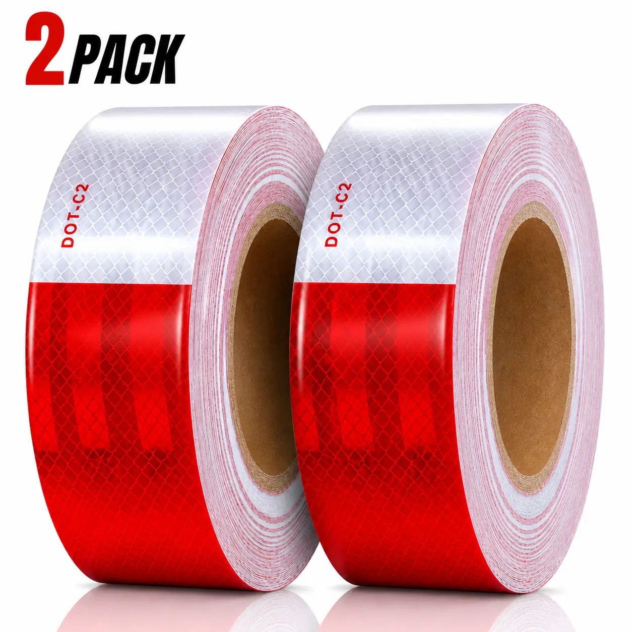 DOT-C2 Reflective Tape 2 Inch x 200 Feet Red White Reflective Tape Outdoor Waterproof Conspicuity Strong Adhesive Reflector Tape Warning Safety Tape for Vehicles Trailers Boats Signs