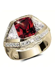 Men's Luxury Elegant Side V-Shaped Zircon Ring, Wedding Engagement Party Jewelry Gift, Fashionable Men's Accessory, Beautiful Rings