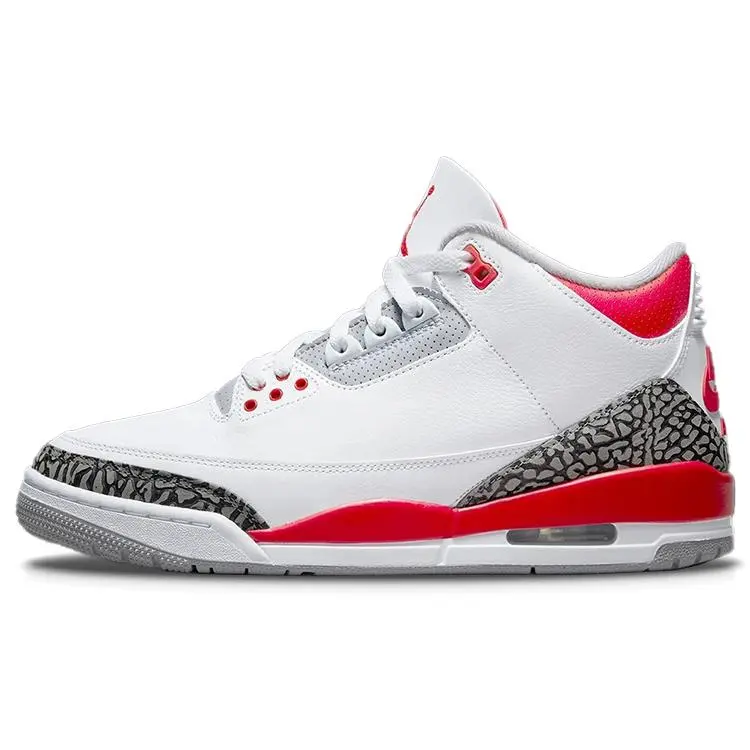 Jordan 3 Retro Fire Red 2022 Mid Top Basketball Shoes Unisex White Cement Grey Black DN3707-160