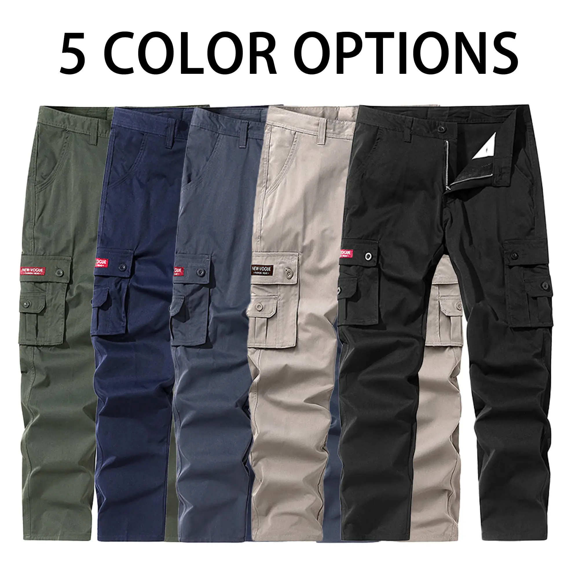 Men’s multi-pocket cargo pants — loose, wear-resistant outdoor casual straight-leg workwear trousers