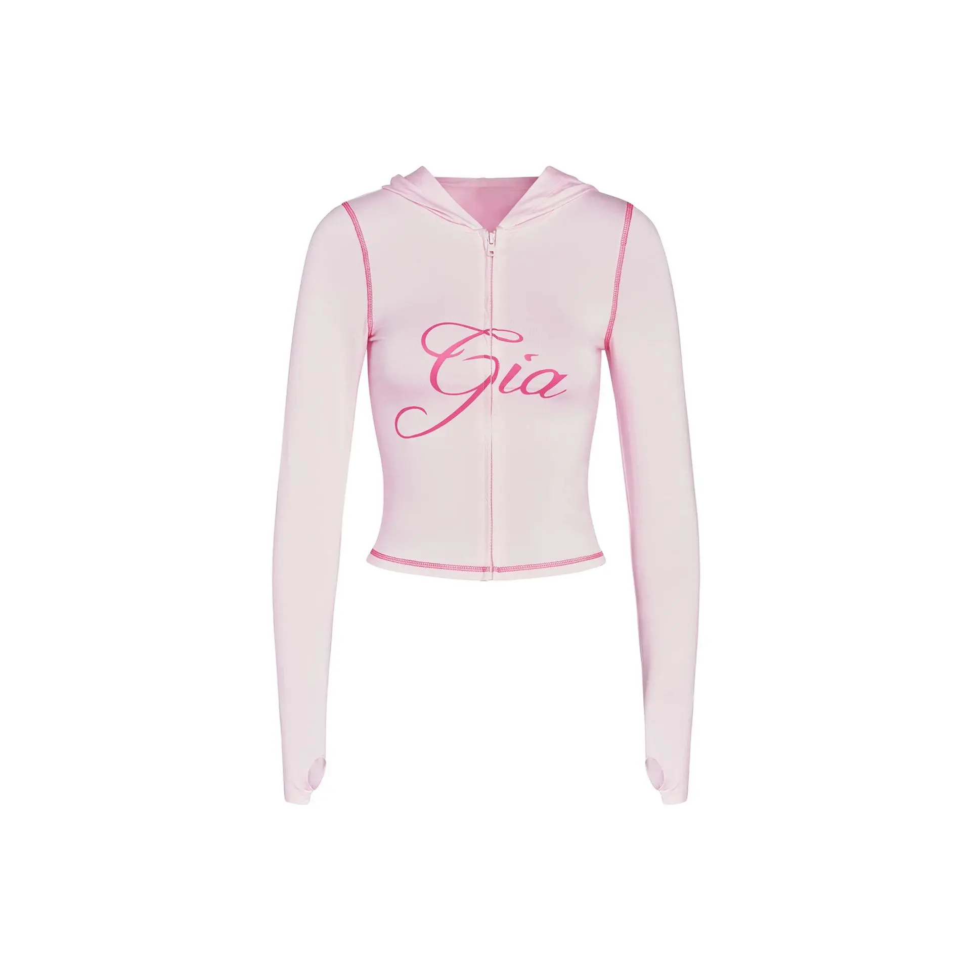 Shoulder slim fit letter printed open line design slim fit hooded zipper short jacket pants set Shoulder slim fit letter printed open line design slim fit hooded zipper short jacket pants set