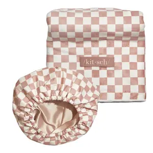 Kitsch Satin Lined Flexi Shower Cap + XL Hair Towel Bundle Kitsch Satin Lined Flexi Shower Cap + XL Hair Towel Bundle