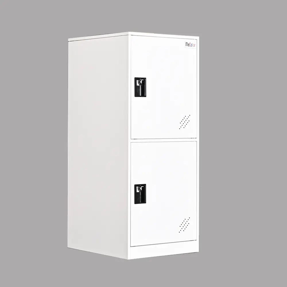 2 Door Vertical Small Locker with Lock Latch, Metal Cabinet for Home, Office, School