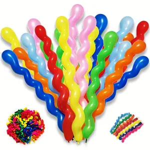 Set of 100 Colorful 40 Inch Latex Spiral Balloons, Perfect for Birthday Parties, Weddings, and Festivals Decoration