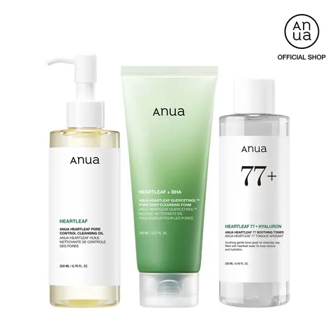 [Anua] Anua Essential Trio (Oil Cleanser + Deep Cleansing Foam + Calming Toner)｜Gentle Korean Skincare, Facial cleanser