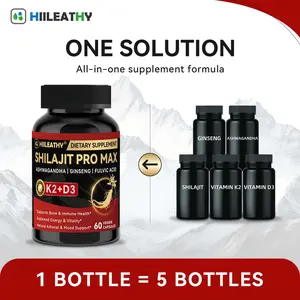 HIILEATHY Optimal Shilajit Pro Max – 60 Capsules with 500mg Shilajit, K2, D3, Fulvic Acid & Electrolytes, Helps Support Energy, Muscle Recovery and Joint Health, Made in USA