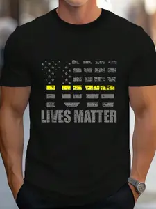 100% Cotton Tow Lives Matter Thin Yellow Line Tow Truck Driver Shirt T-Shirt Women's Men's Graphic Tee Crew Neck summer vacation Tops