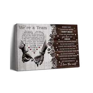 Balgardekor We're A Team Couple Painting Canvas Wall Art Gift for Husband Wife Birthday Anniversary Custom Name Eco-Friendly Fade-Resistant Home Decor Picture for Bedroom Living Room Decoration Artistic Decorative wall decor posters