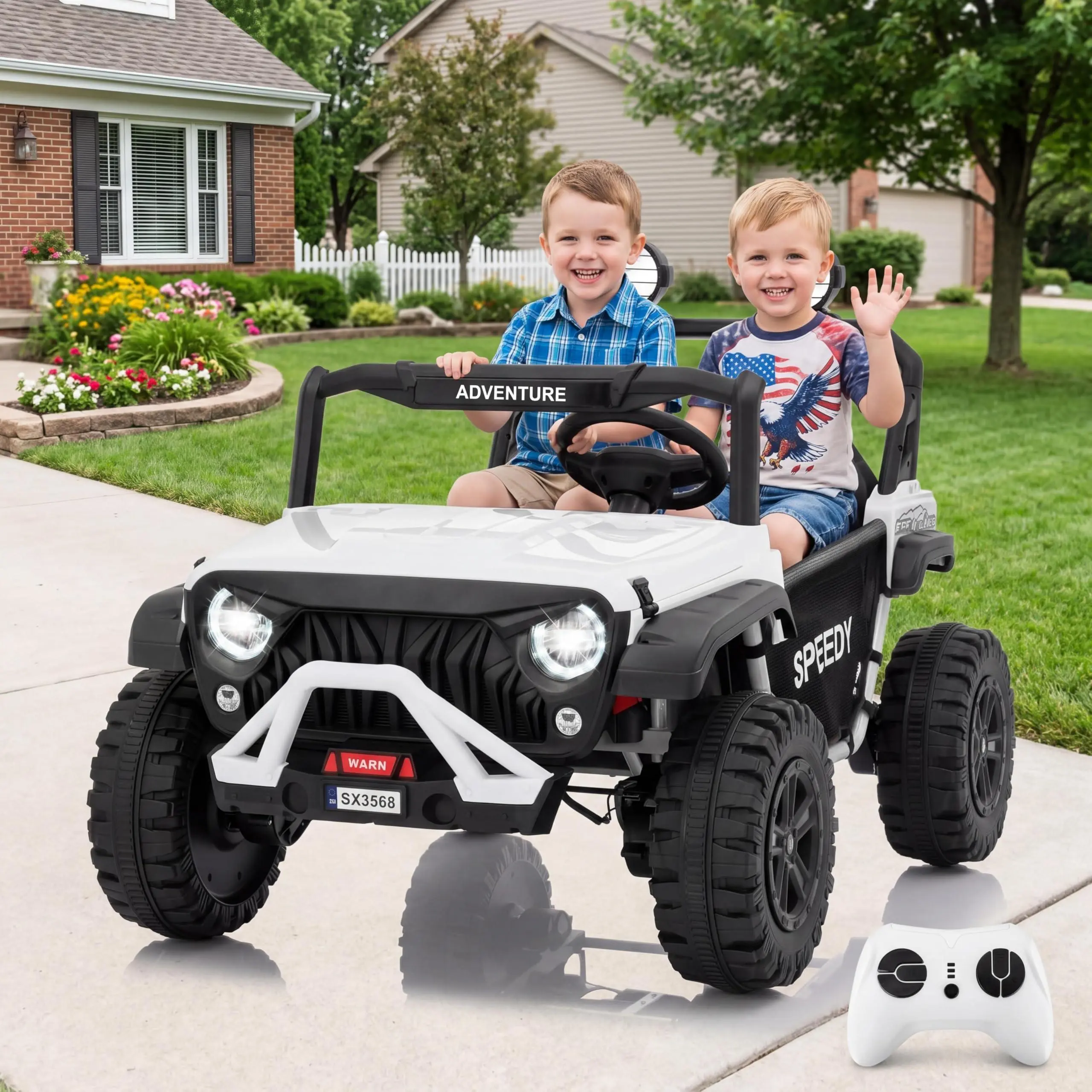 24V 2-Seat Ride-On UTV Truck with Remote Control – 4WD Electric Vehicle Designed for Older Kids, featuring spring suspension, front and rear LED lights, dual storage compartments, three speed settings patio chairs Happy Halloween Letter Balloon Set