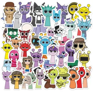 60pcs Sprunki Incredibox Cartoon Stickers Pack, Sticker Sheets, Waterproof Cute Music Game Character Decals for Laptop, Water Bottle, Journal & Scrapbook, Game Fan Gift