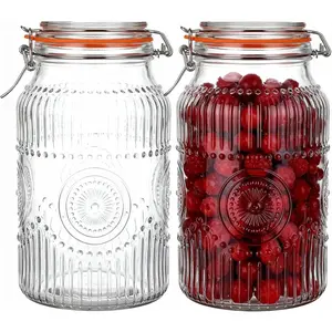 Wide Mouth  Mason Jars with Airtight Lid 128oz 1 Gallon, Canister Gallon Jars for Kitchen Storage - for Coffee, Sugar, Beans 2 Pack