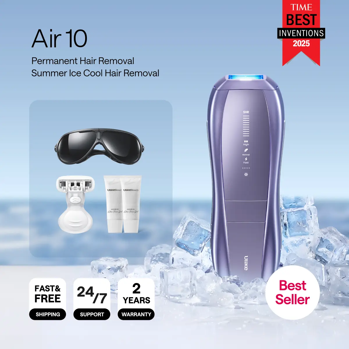 【Super Brand Day】Ulike Air 10 Compact IPL Epilator Hair Remover - Ice-Cooling Contact, Dual Lights, Skin Sensor, SHR Mode, Antibacterial Feature, Exfoliating Support, Moisturizing Benefits, Gifts for Adults, Glowup, 3x/week Start (Beauty & Personal Care)