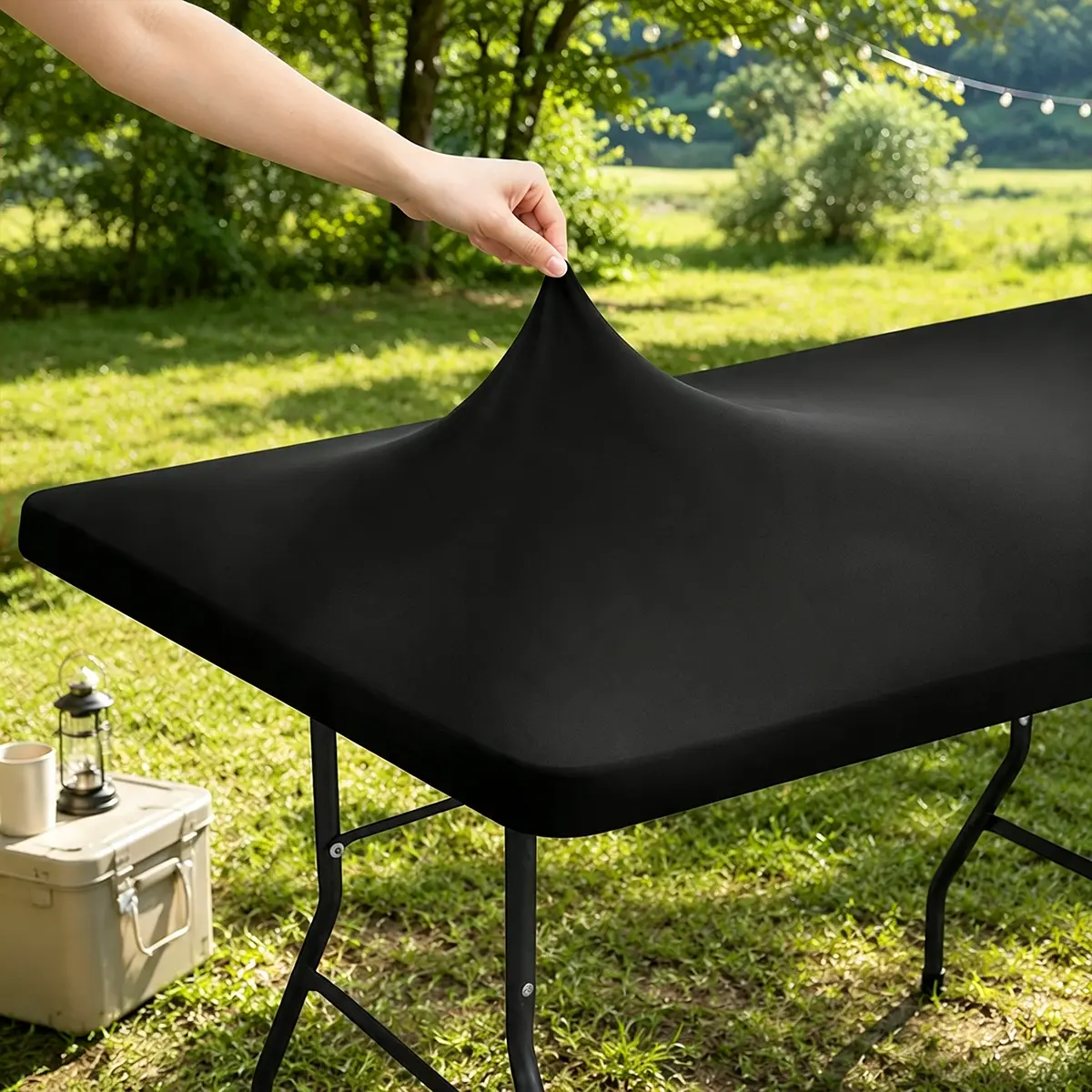 3pcs Polyester Stretch Tablecloths, 6ft Wrinkle-Resistant Washable Rectangular Semi-Sagging Solid Color Table Covers for Weddings, Parties, Home & Restaurant Decor, Indoor & Outdoor Camping Use