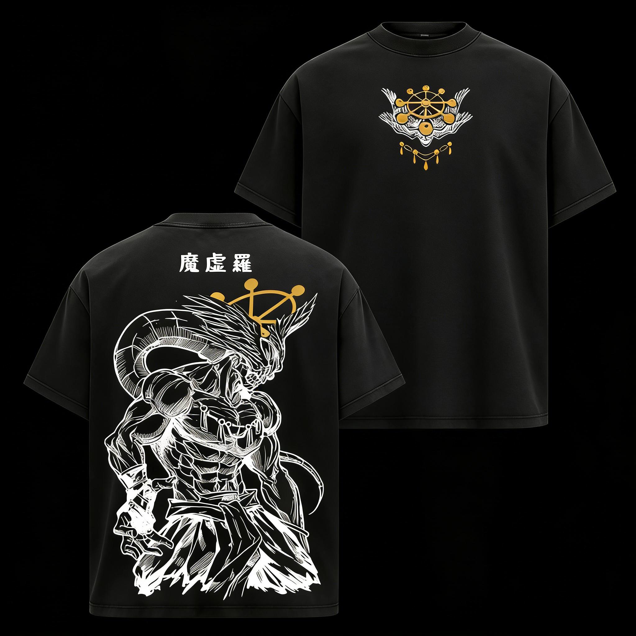 Mahoraga JJK Anime Graphic Tee, Vintage Washed Oversized Dark Anime Streetwear T-Shirt, Soft Cotton Unisex Apparel, Gift for Jujutsu Kaisen Fans quarter zip men lemon demon soulja boy outfit truck fit clothes gorlock destroyer Gamis Tropical