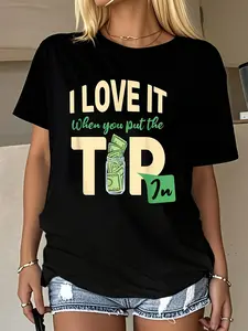 Women'S And Unisex Fun Bartender T-Shirt- "Love You So Much I'M Giving You a Tip" Print with Bartending Tools(Money, Lime, Ice)- Soft And Breathable Black Short Sleeve, Suitable for Bartender Gifts, Parties, And Casual Wear- Machine Washable