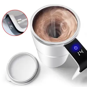 Auto Stirring Cup, Automatic Magnetic Self Stirring Coffee Cup With Temperature Display Function, Travel Tumbler Car Cup For Milk Chocolate Mocha, Drinkware
