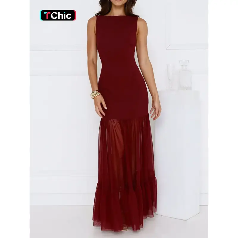 women with burgundy dress amazon