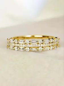 1pc Cute Cubic Zirconia Ring For Women For Wedding Engagement Anniversary Jewelry Valentine's Day Gift Double Layered Ring