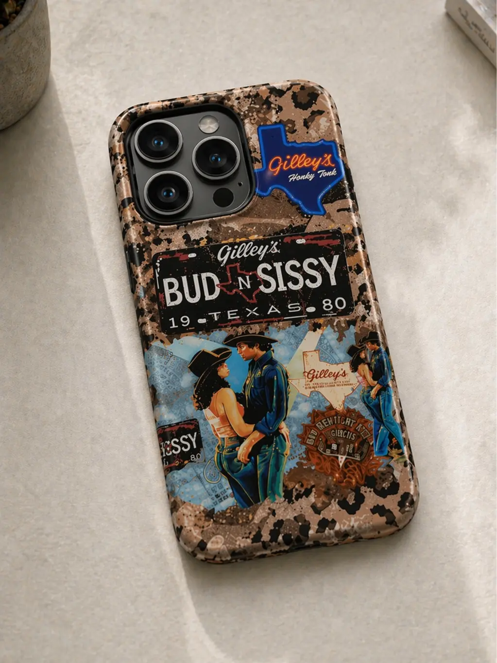 Phone Case Texas 1980 Gilley's - Compatible with for iphone Models 17, 16E, 16, 15, 14, 13, 12, 11 Pro Max, Air, X, XR, XSMAX, 8, And 7 Plus, Designed to Prevent Falls with a Soft TPU Back Cover