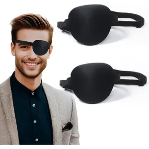 Eye Patch,2Pcs Eye Patches for Adults,Adjustable Lazy Piratel Eye Patch for Left or Right Eyes, Reusable Eye Cover for Cosplay Pirate Costume