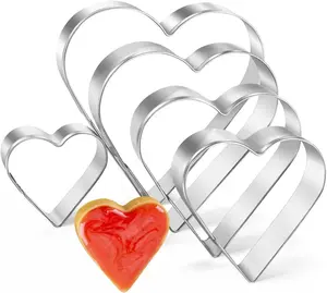 Heart Cookie  Set,  5 count Stainless Steel Small Biscuit Cutters Heart Shaped Mold for  Holiday Birthday Party