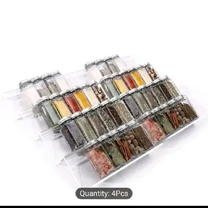 Transparent Acrylic Organizer for Spices 4pcs Expandable from 13 to 26 Inches Ideal for Kitchen Drawers Countertops Jars Not Included