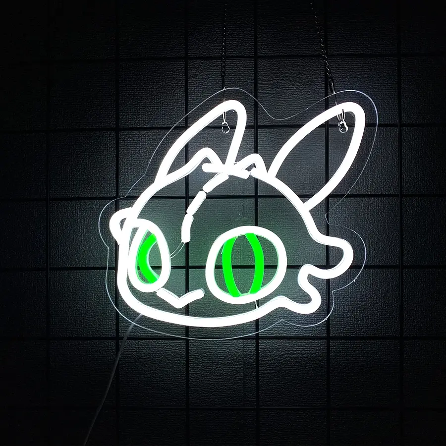 Dragon Neon Sign, LED Light for Wall Decor, Fantasy Bedroom Decor for Kids & Gamers, USB Powered, White Green, Led Neon Lights