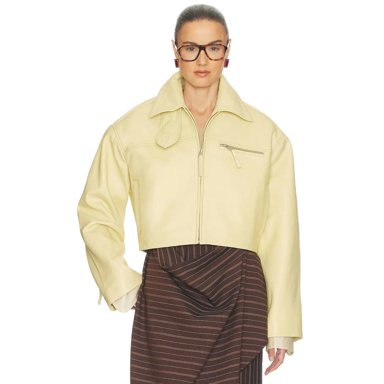 Helsa The 90s Leather Jacket in Banana Yellow