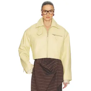 Helsa The 90s Leather Jacket in Banana Yellow