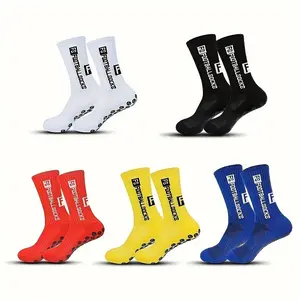 5 Pairs of Ultra-Breathable, Quick-Dry, Non-Slip Mens Sports Running Fitness Midtube Socks - Moisture-Wicking, Arch Support, Solid Color, Polyester and Spandex Blend - Ideal for Football and Outdoor Activities