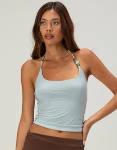 WEST OF MELROSE Beaded Womens Butter Soft Halter Top