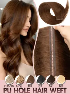 PU Hole Weft Human Hair Extension Real Human Hair Highlight Color Straight Human Hair Bundles Invisible Hair Extension Real Hair Extensions Natural Looking Hair