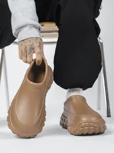 Unisex Thick Sole Casual Shoes, Anti-Slip Waterproof Eva Material, Simple Trendy Style, Comfortable Textile Lining, Ideal for Daily Wear, Casual Slip On