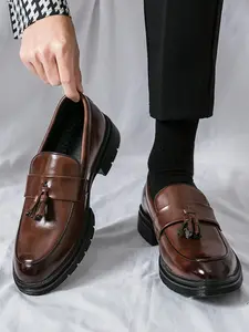 Men's One-Step Loafer Shoes, Minimalist Design, Comfortable Formal Wear, Perfect for Office, Versatile Shoe for Formal Occasions, Flat, Rubber, Footwear, Business Office Shoes, Formal Loafers