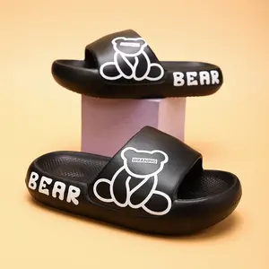 Unisex Kids Home Slippers Non-Slip Odor-Resistant Thick Sole Cute Cartoon Bear Pattern Fashionable Minimalist Flip Flops EVA Fabric Breathable Anti-Slip Properties