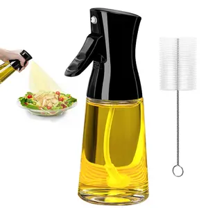 180ml Glass Olive Oil Sprayer with Brush for Cooking - Thick Glass, Strong Spray Force Air Fryer Dispensers
