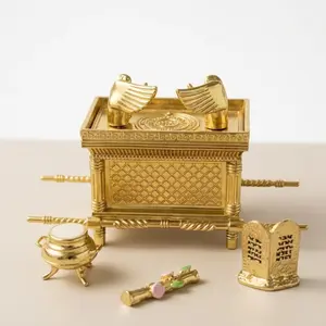 Golden Ark of the Covenant Mini Replica Set with Accessories | Religious Decor Biblical |  Perfect for Prayer Room & Church | Biblical Collectible Gift