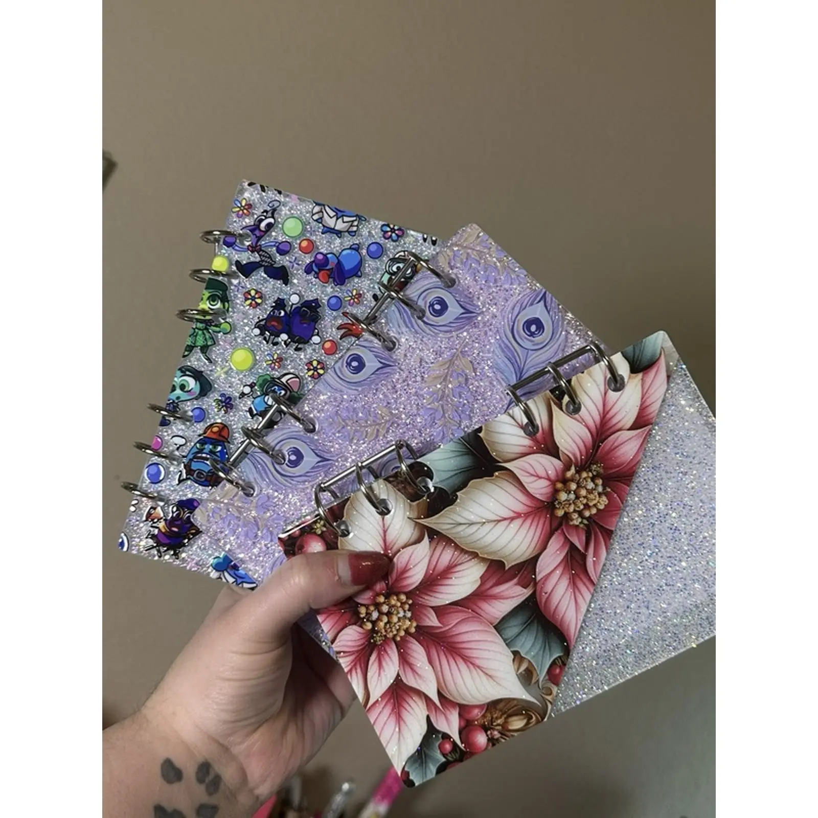 A6 Acrylic Notebooks - Versatile Design with Glitter and Floral Patterns for Organizing