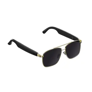 AI Translation Smart Glasses Wireless Calling Bluetooth Glasses Stainless Steel Double Beam Aviator Sun Protection Sunglasses