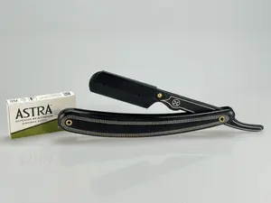 Barber Shaving Beard Hair Detailing Straight Razor,Straight Razor Disposable Blade,Straight Edge Razor Manual Shaving With 5 Blades for Pack for hair design Art parts Nape Neck cleaning Smooth Stainless Steel Facial Handle Stainless Steel